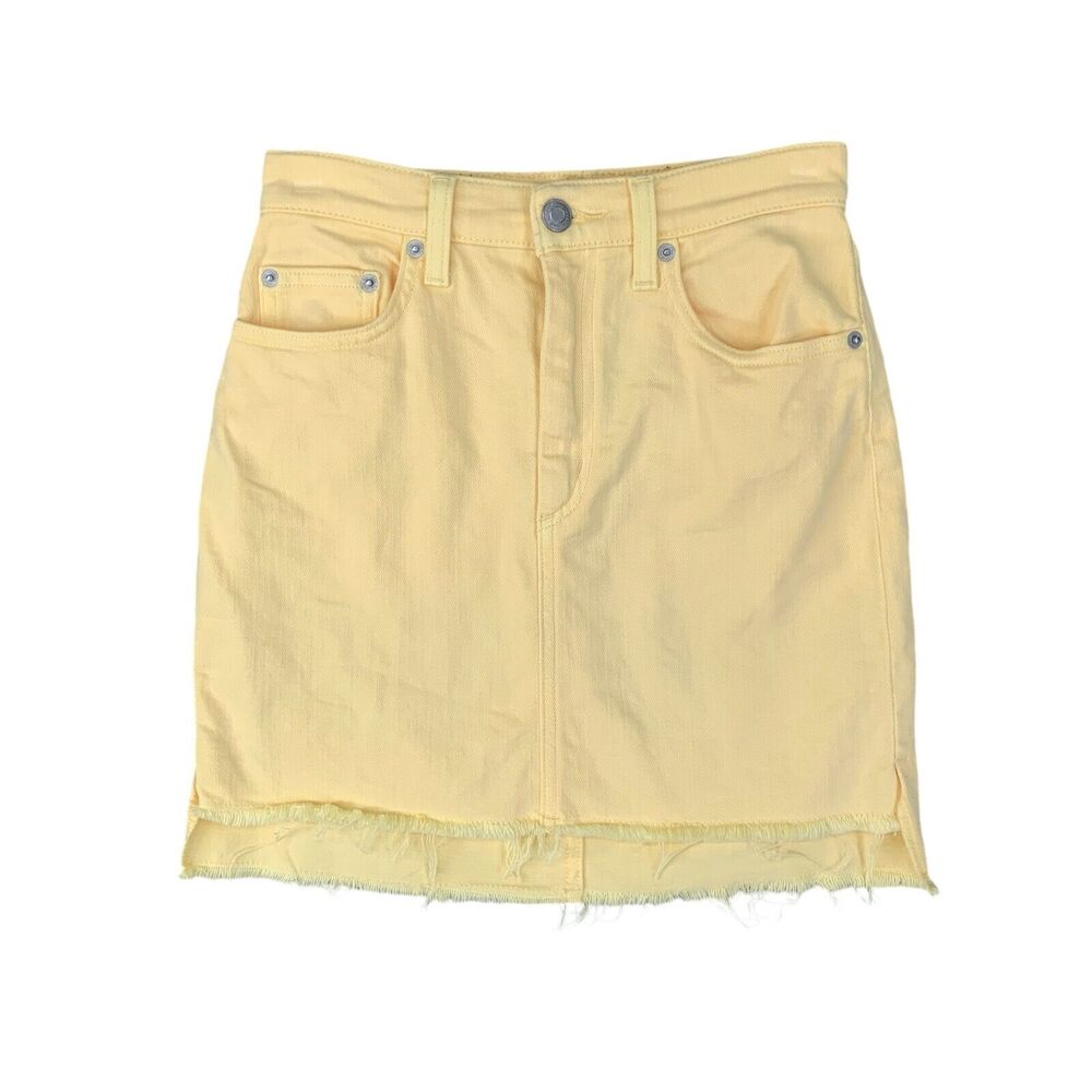 Wilfred Free Skirt Womens 0 Sunflower Denim High Low Ragged Edge Mini Artizia